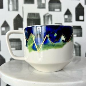 Starbucks 2015 06/08 Line Blue Gold Detailed Mug
